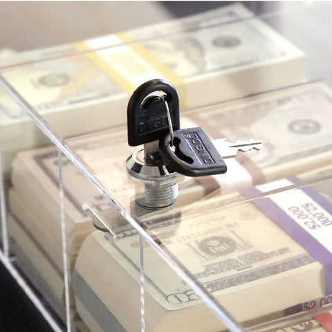 Clear Locking Currency Tray, 5 Compartment Cash Organizer Money Storage Box w...