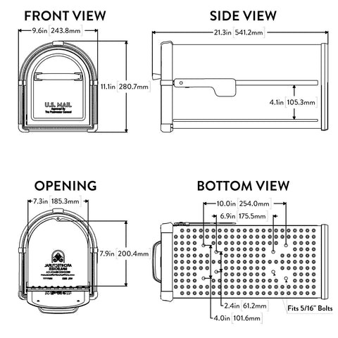 Architectural Mailboxes Hillsborough Galvanized Steel Post Mount Mailbox, Com...