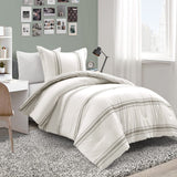 Lush Decor Farmhouse Stripe Reversible Cotton Comforter Set , 2 Piece Set, Tw...