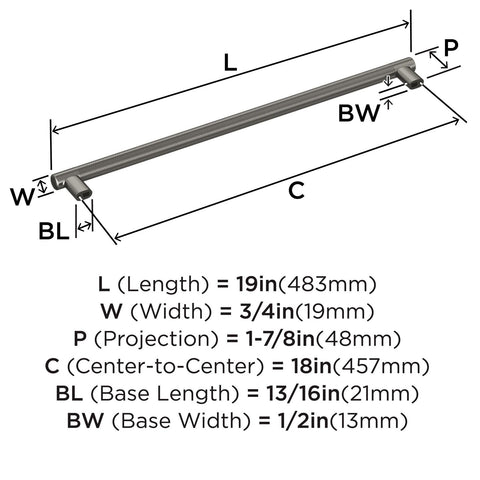 Amerock BP54071GM | Gunmetal Appliance Pull | 18 inch (457mm) Center-to-Cente...