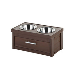 ECOFLEX Piedmont 2-Bowl Dog Diner with Storage Drawer -Russet Russet