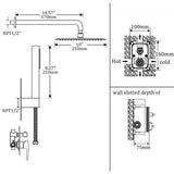 Rain Shower System Matte Black GAPPO Wall Mounted High Pressure Rainfall Show...