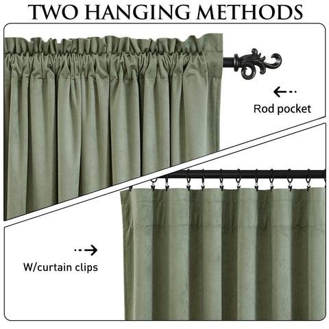 StangH Sage Green Velvet Curtains for Living Room Super Soft Thermal Insulate...