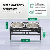 Iconicpet Elevated Rectangular Pet Double Diner with Stainless Steel Bowls fo...