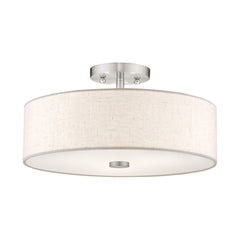 Livex Lighting 52135-91 Meridian 3 Light Brushed Nickel Ceiling Mount