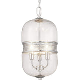 Cayce Collection 3-Light Clear Glass Global Pendant Light Polished Chrome