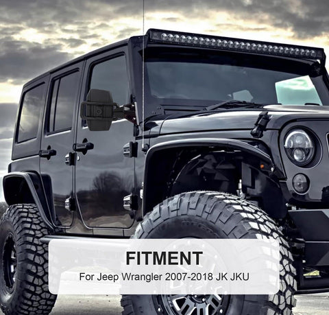 Anti-shake Door Off Mirrors Compatible with 2007-2018 Jeep Wrangler JK JKU Un...