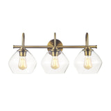 Globe Electric 63000103 26" 3-Light Vanity Fixture, Brass Finish, Clear Glass...