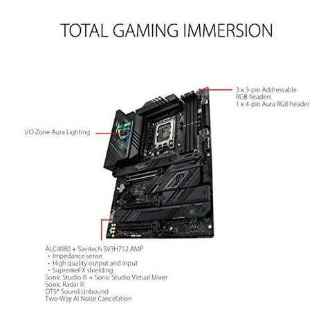 ASUS ROG Strix Z790-F 6E LGA 1700(Intel® 13th&12th Gen) ATX Gaming...