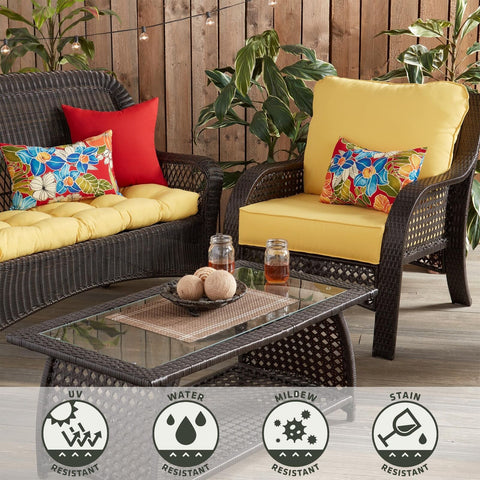 Greendale Home Fashions Outdoor 2-Piece Deep Seat Cushion Set, Sunburst, 25 x...