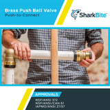 SharkBite 1-1/2 Inch Ball Valve, Push to Connect Brass Plumbing Fitting, Wate...