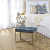 Homepop Home Decor | Upholstered Tufted 24 x 16 x 17-1/2 inches high, Blue