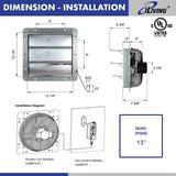 iLIVING 12" Wall Mounted Shutter Exhaust Fan, Automatic 12-Inch, Silver