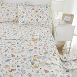 Brandream Cotton Gauze Bed Sheet Set Queen Size Boys Bedding Dinosaur Print S...