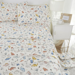 Brandream Cotton Gauze Bed Sheet Set Queen Size Boys Bedding Dinosaur Print S...