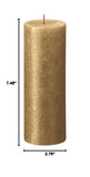 Bolsius Rustic Pillar Candle - Shimmer Gold - Pack of 4 - Long Burning Time o...