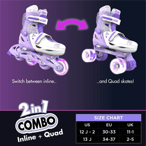 Yvolution Neon Kids Combo Skates, Switch to Quad and Inline, Roller Beginner ...