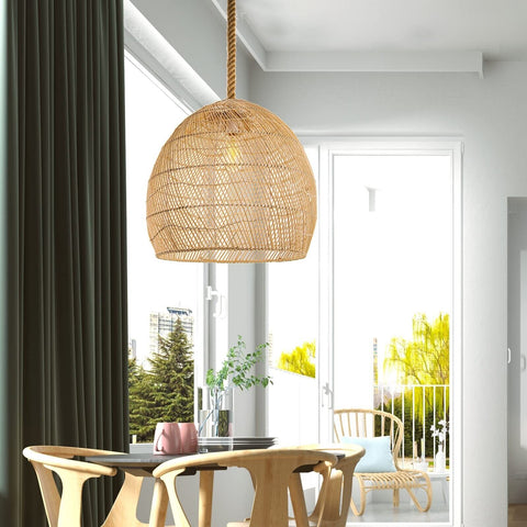 Arturesthome 1 Light Natural Rattan Pendant Light Fixture,Woven Pendant Light...