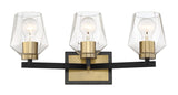 Craftmade Avante Grand 3 Light Vanity, Flat Black/Satin Brass, Damp Rated, 56...