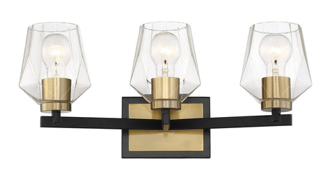 Craftmade Avante Grand 3 Light Vanity, Flat Black/Satin Brass, Damp Rated, 56...