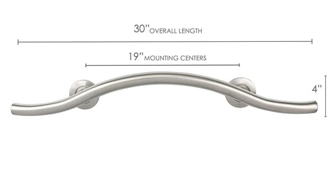 30-inch Designer Maverick Double Arched Curved/Wave Bathroom Shower Grab Bar,...
