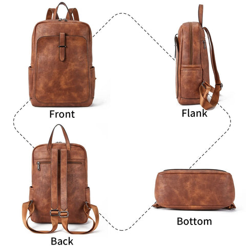 BROMEN Leather Laptop Backpack for Women 15.6 inch Computer Business Travel P...