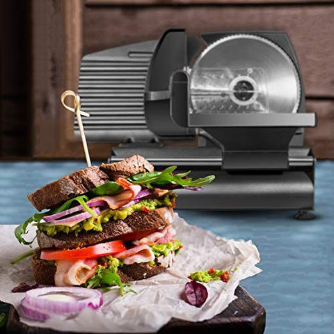 Chefman Die-Cast Electric Meat & Deli Slicer, A Adjustable Slice, Black