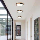 Dimmable Wood LED Flush Mount Ceiling Lights, 5CCT 2700K-6000K Black Hallway ...