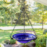 Achla Designs 201-6020 Crackle Glass Hanging, 12-in, Cobalt Blue Birdbath