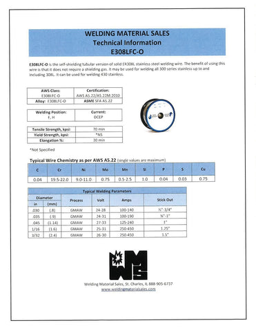 Blue Demon 308LFC-O X .035 X 10LB Spool stainless steel flux cored gasless we...