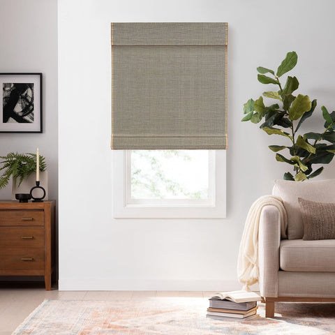 ECLIPSE Bamboo Roman Shades for Windows 27 in Wide x 72 in Long, Semi-Privacy...