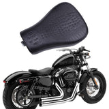 Black Crocodile Motorcycle Front Driver Solo Seat+Rear Passenger Pillion Pad ...