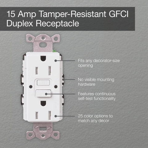 Lutron 15 Amp Tamper-Resistant GFCI Duplex Receptacle in Light Almond