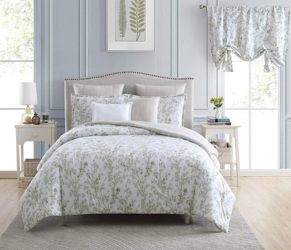 Laura Ashley Home - Queen Comforter Set, Cotton Reversible Bedding, Includes ...