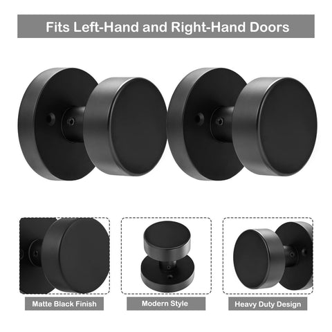 Dummy Interior Door Knob, Matte Black Door Knobs for Bifold Closet Doors, Hea...