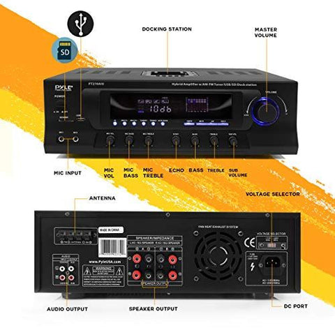 Pyle 300W Digital Stereo Receiver System - AM/FM Qtz. One Size, Black