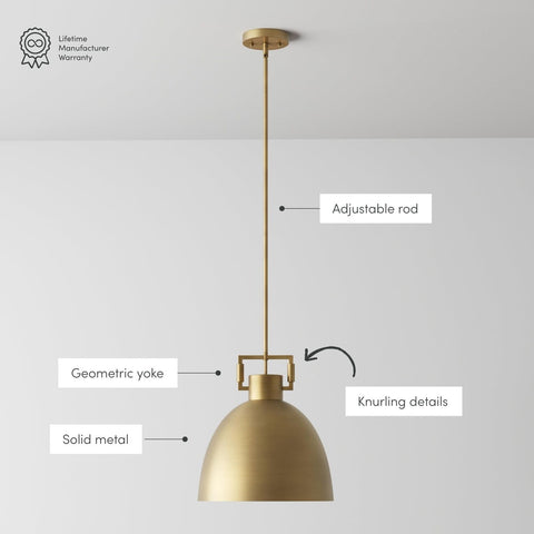 Nathan James Leigh Pendant Lighting, Hanging Ceiling Light with Oversized Met...