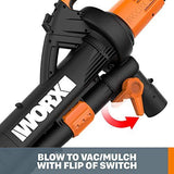 WORX WG509 12 Amp TRIVAC 3-in-1 Electric Leaf Blower with All WG509, Black