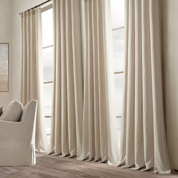 Lush Decor Belgian Flax Prewashed Linen Rich Cotton Blend Window Curtain Pane...