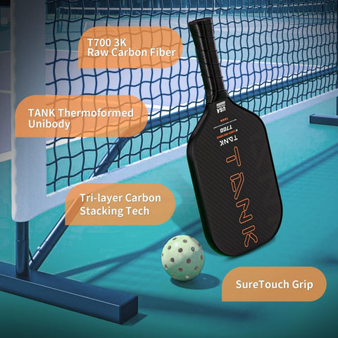 Tank 2 Carbon Fiber 16mm Pickleball Paddle | Tank-Like Durability and Sturdin...