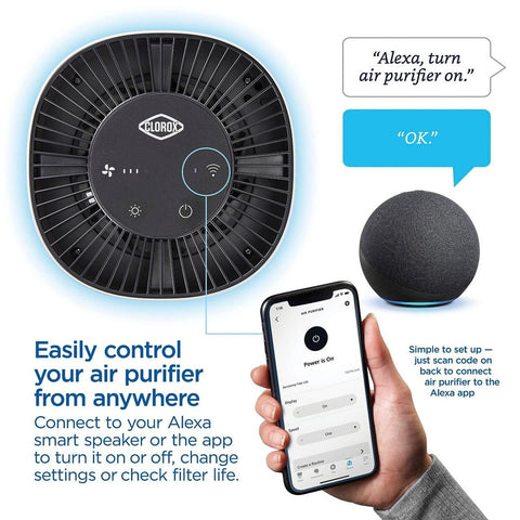 Clorox Smart Air Purifiers for Home, True HEPA Filter, Works with Alexa, Smal...