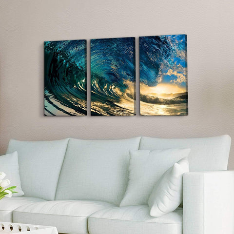 ARTISTIC PATH Rolling Sea Canvas Wall Art - Ocean Wave Pictures Painting Surf...