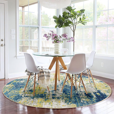 Washable Area Rugs 6ft Non-Slip Modern Abstract Soft for Living Room Entryway...