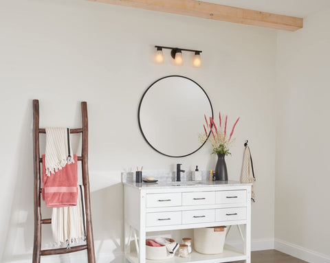 Kichler Stamos 3-Light Bathroom Vanity Light with Satin Etched Glass Shades, ...