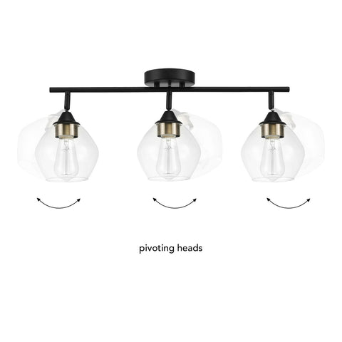 Globe Electric 59619 Harrow 3-Light Track Lighting, Matte Black, Antique Bras...