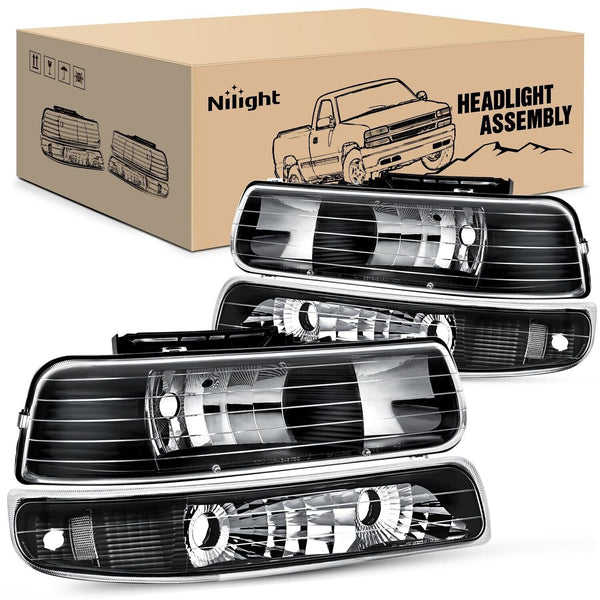 Nilight Headlight Assembly for 1999 2000 2001 2002 Chevy Silverado Avalanche ...