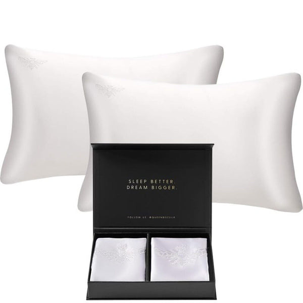 QUEEN BEE SILK - 2 Pack Silk Pillowcase for Hair and Skin - 22 Momme Mulberry...