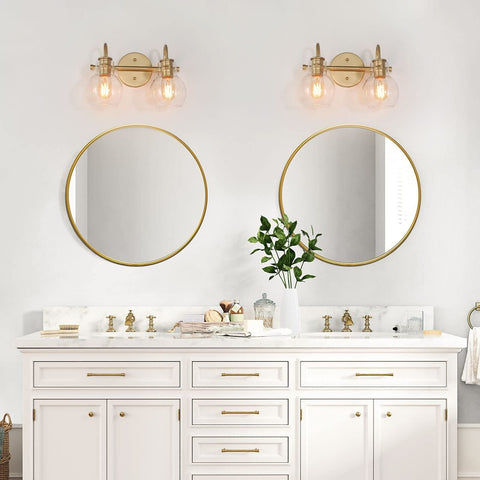 KSANA Bathroom Light Fixtures, 2-Light Bathroom Vanity Light with Globe Clear...