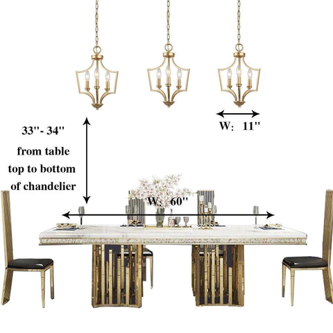 KSANA Gold Pendant Lights Kitchen Island, 3-Light Small Modern Farmhouse Pend...