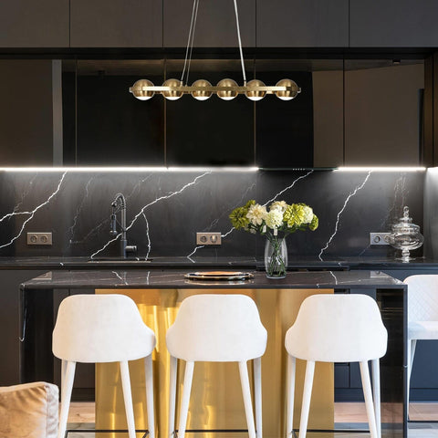 Modern LED Chandelier, Dining Room Lighting Fixtures Over Table, 6-Light Line...